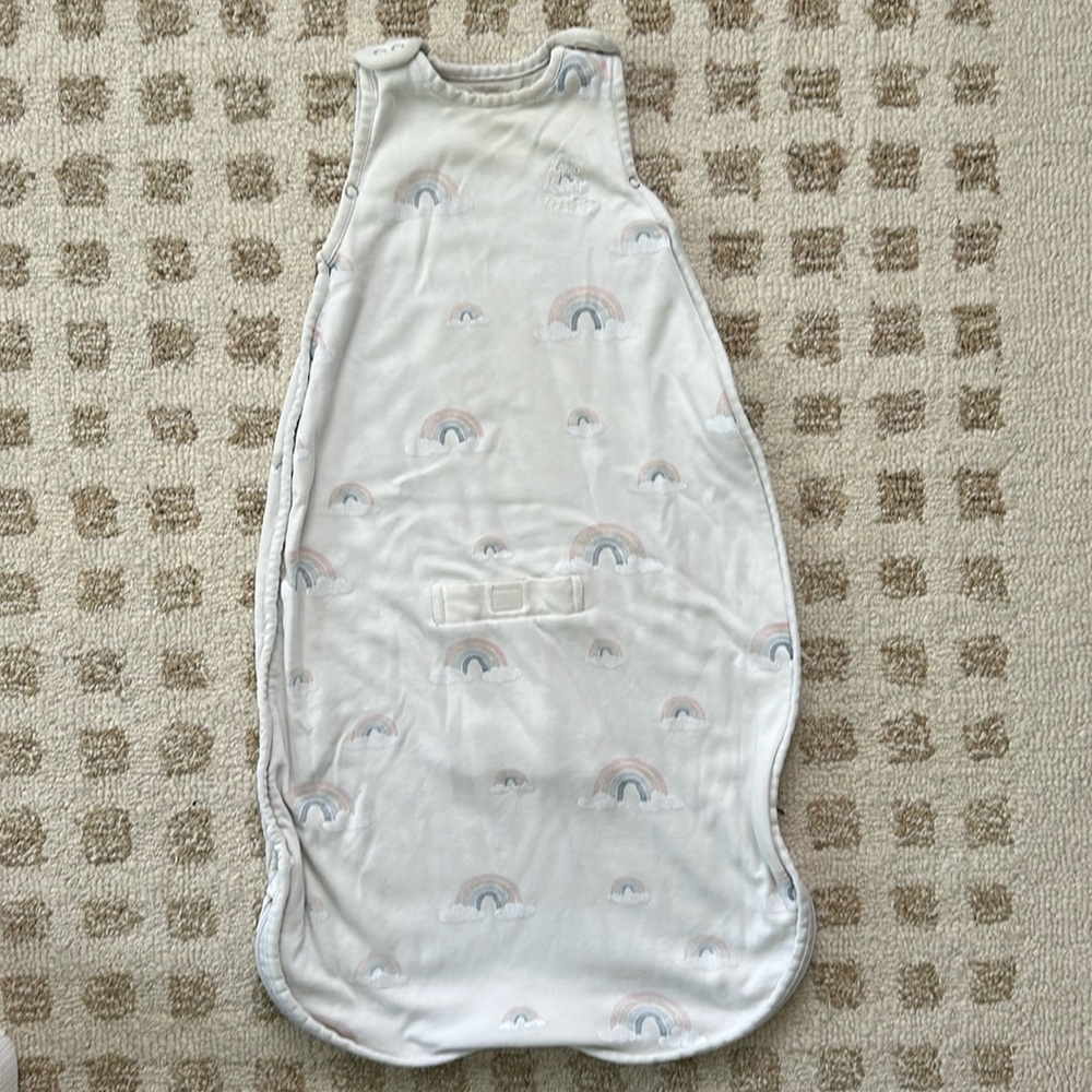 Woolino Cozy Kids Pajamas Sleep Sack - White with Rainbow Print
